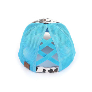 CC Cow Print Pony Hats Criss Cross Style Women Cap for Ponytails - Truly Contagious