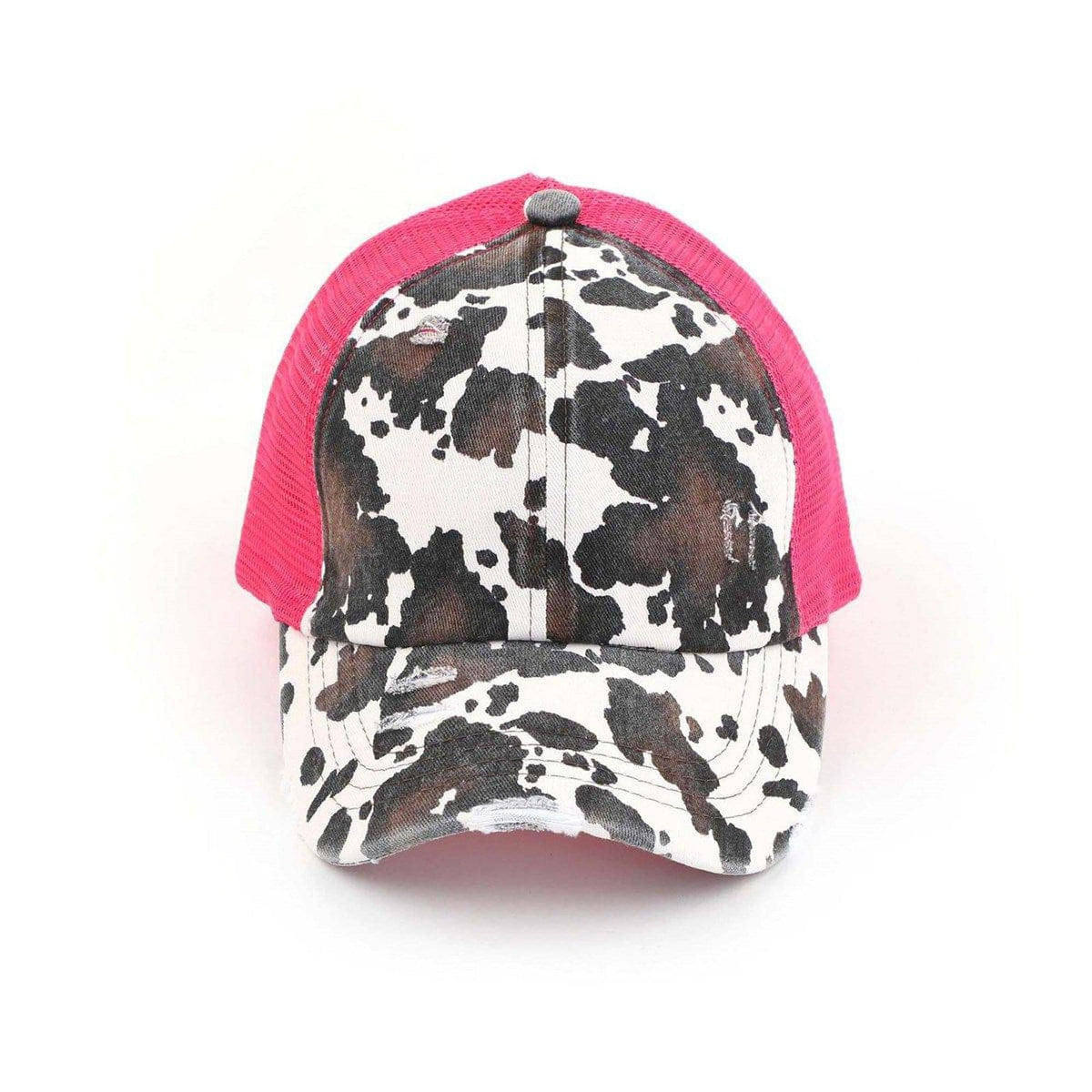 CC Cow Print Pony Hats Criss Cross Style Women Cap for Ponytails - Truly Contagious