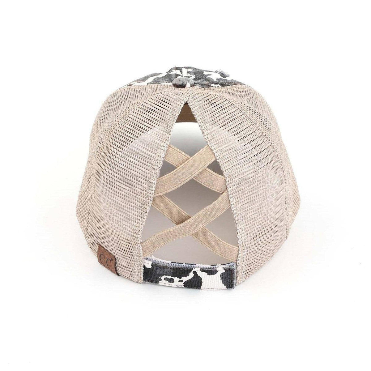 CC Cow Print Pony Hats Criss Cross Style Women Cap for Ponytails - Truly Contagious