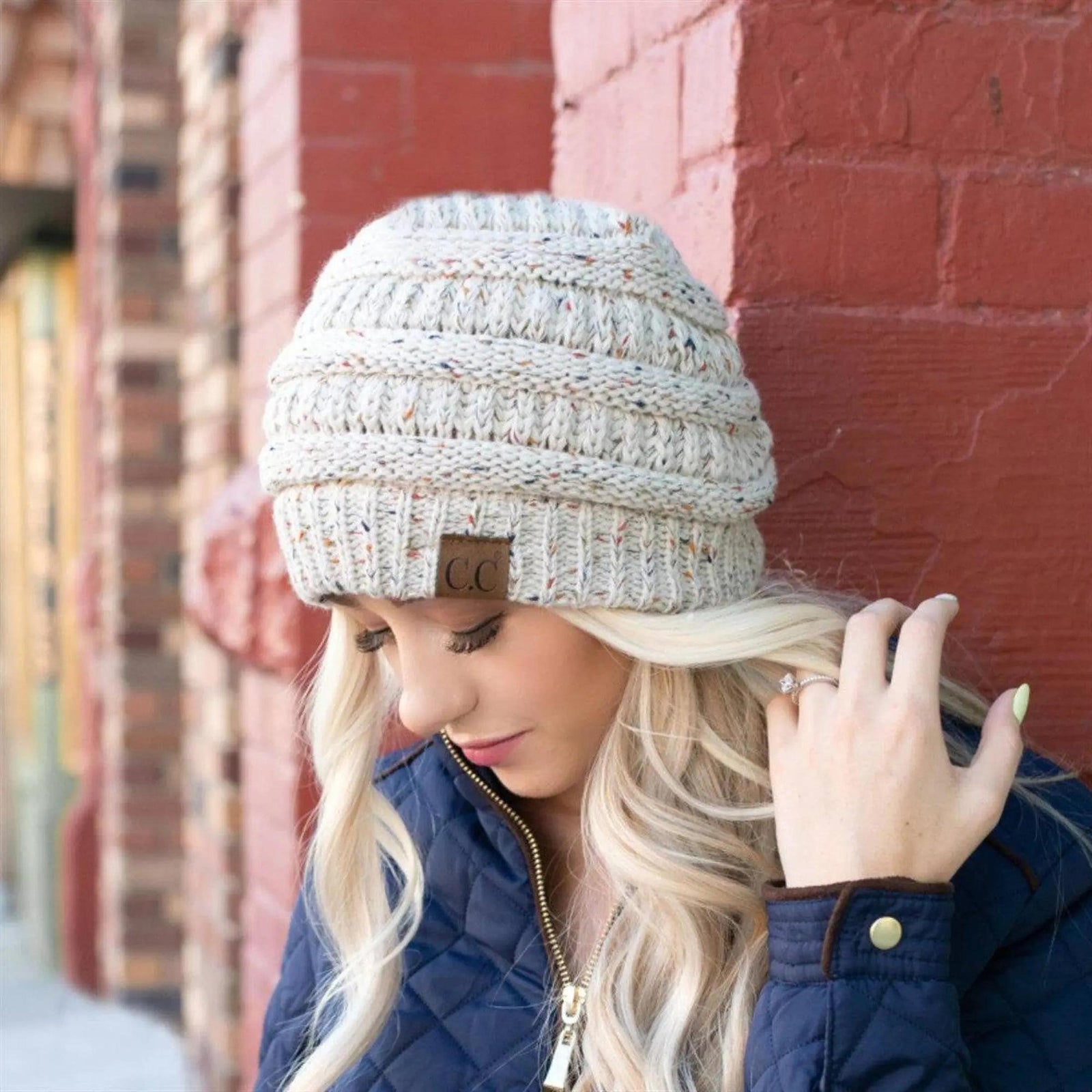 CC Cozy Confetti Cable Knit Skully Beanies Hats - Truly Contagious