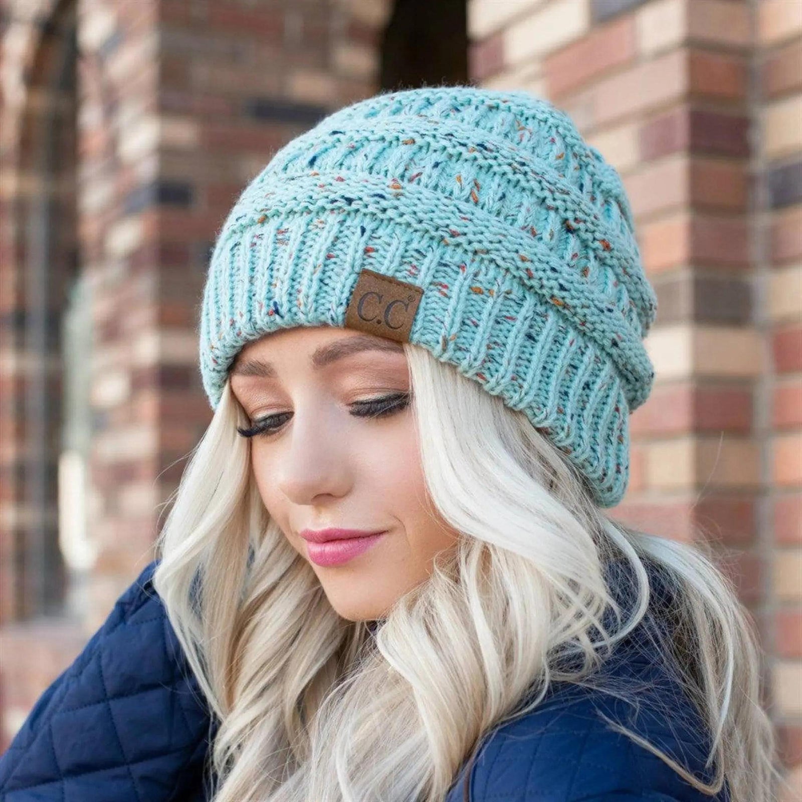CC Cozy Confetti Cable Knit Skully Beanies Hats - Truly Contagious