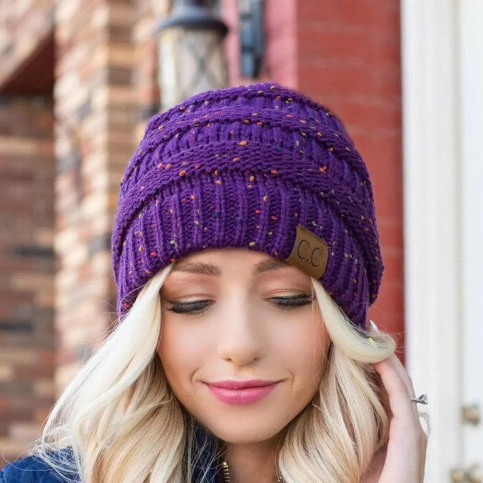 CC Cozy Confetti Cable Knit Skully Beanies Hats - Truly Contagious