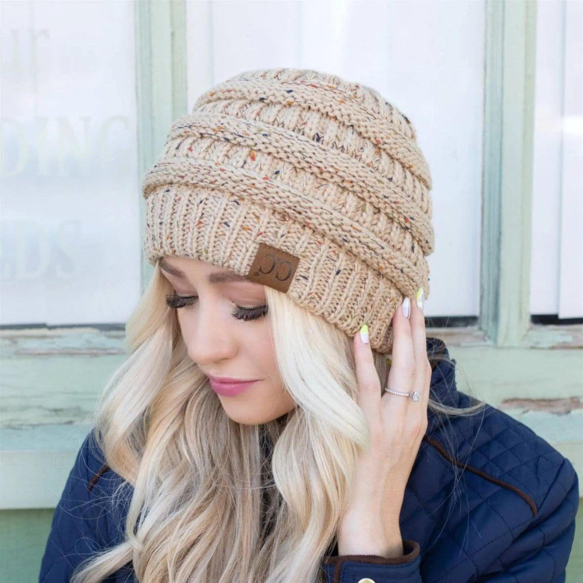 CC Cozy Confetti Cable Knit Skully Beanies Hats - Truly Contagious