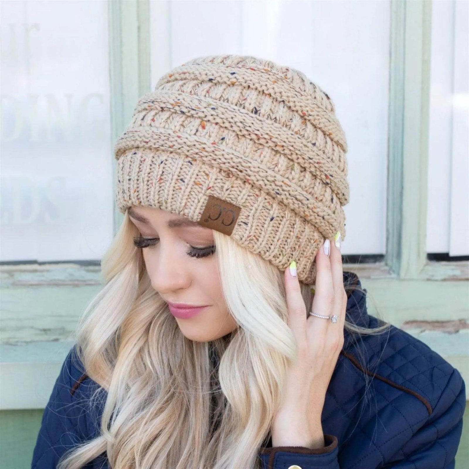 CC Cozy Confetti Cable Knit Skully Beanies Hats - Truly Contagious