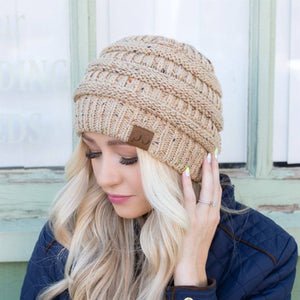 CC Cozy Confetti Cable Knit Skully Beanies Hats - Truly Contagious