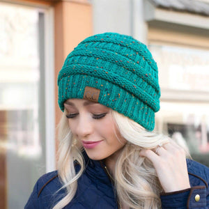 CC Cozy Confetti Cable Knit Skully Beanies Hats - Truly Contagious