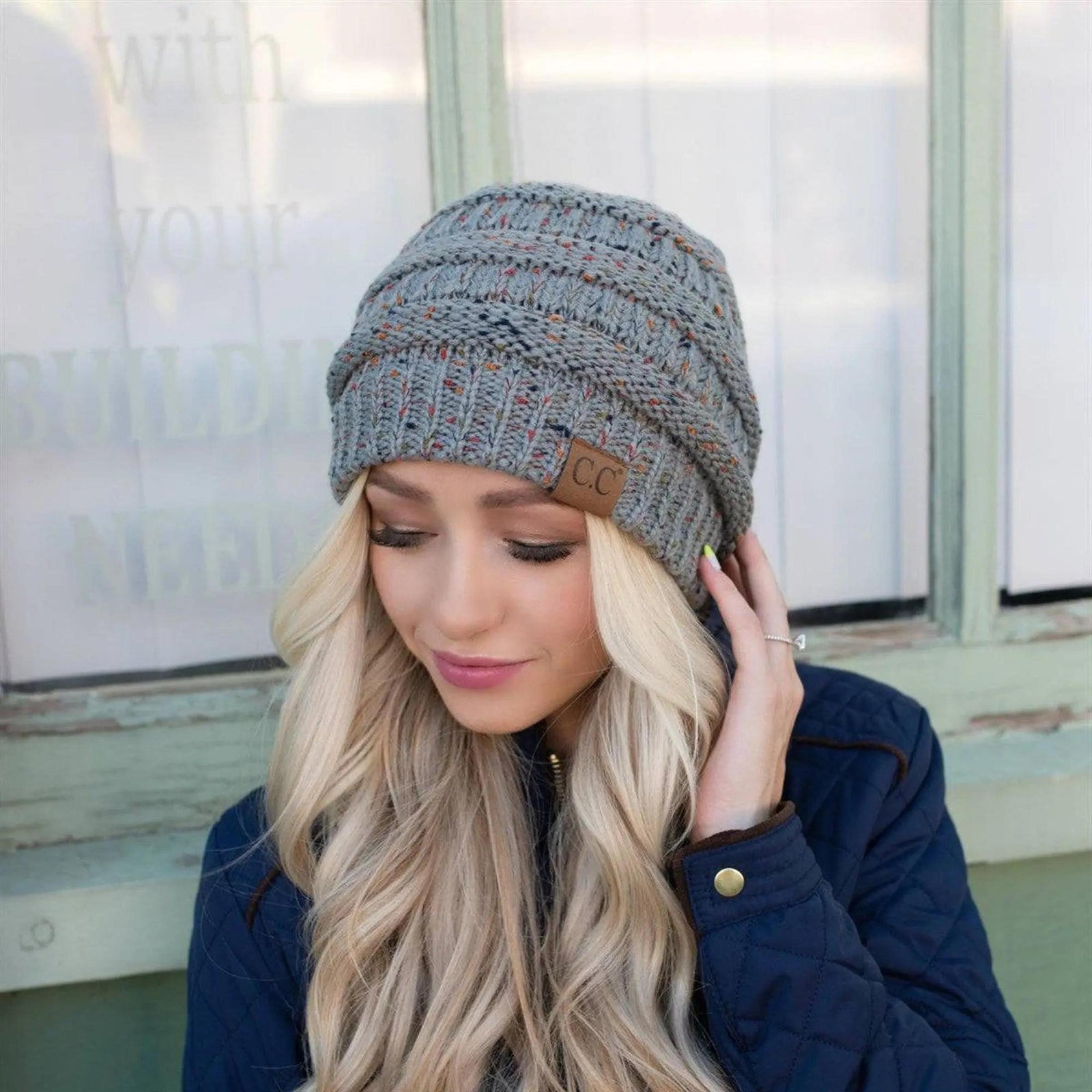 CC Cozy Confetti Cable Knit Skully Beanies Hats - Truly Contagious