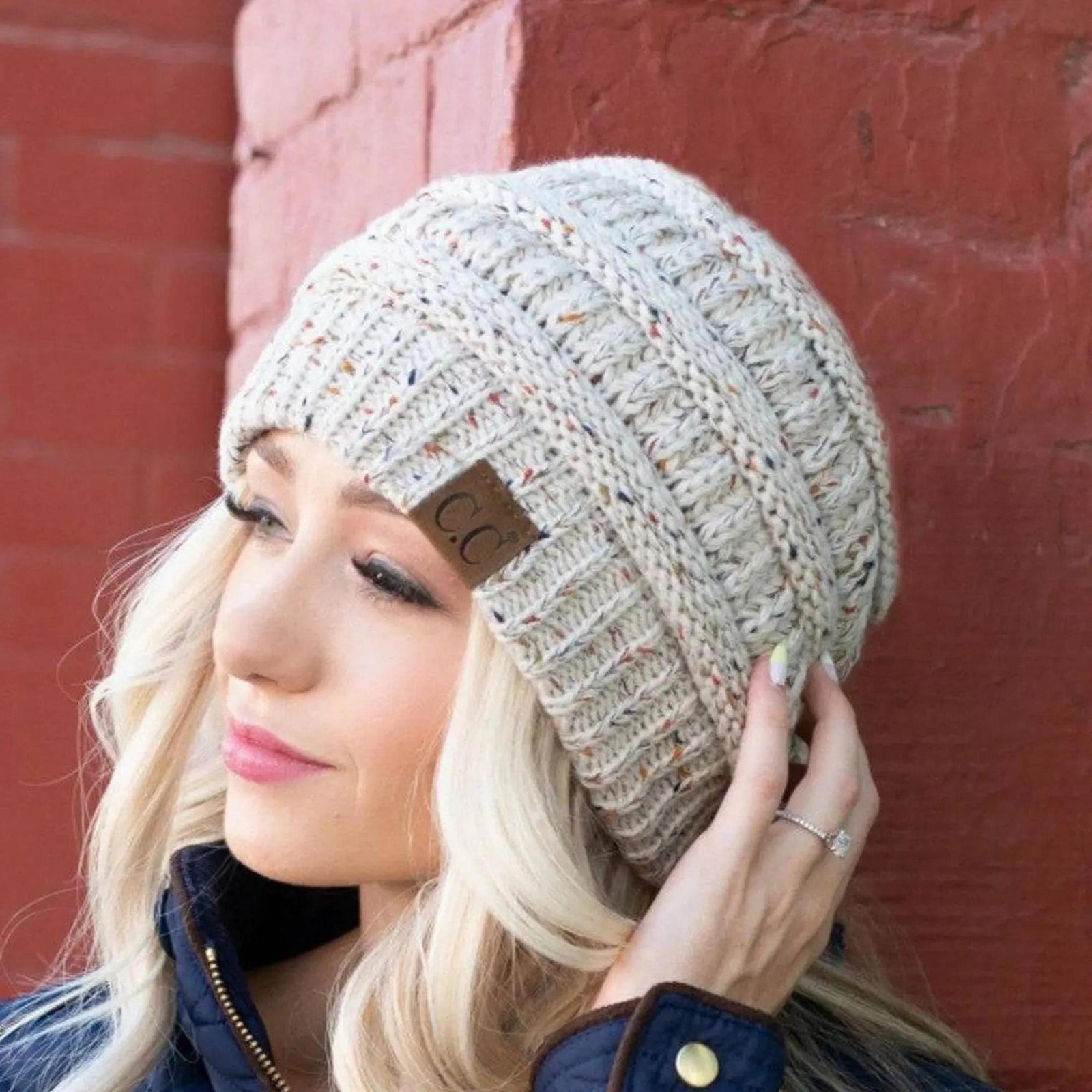 CC Cozy Confetti Cable Knit Skully Beanies Hats - Truly Contagious
