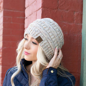 CC Cozy Confetti Cable Knit Skully Beanies Hats - Truly Contagious