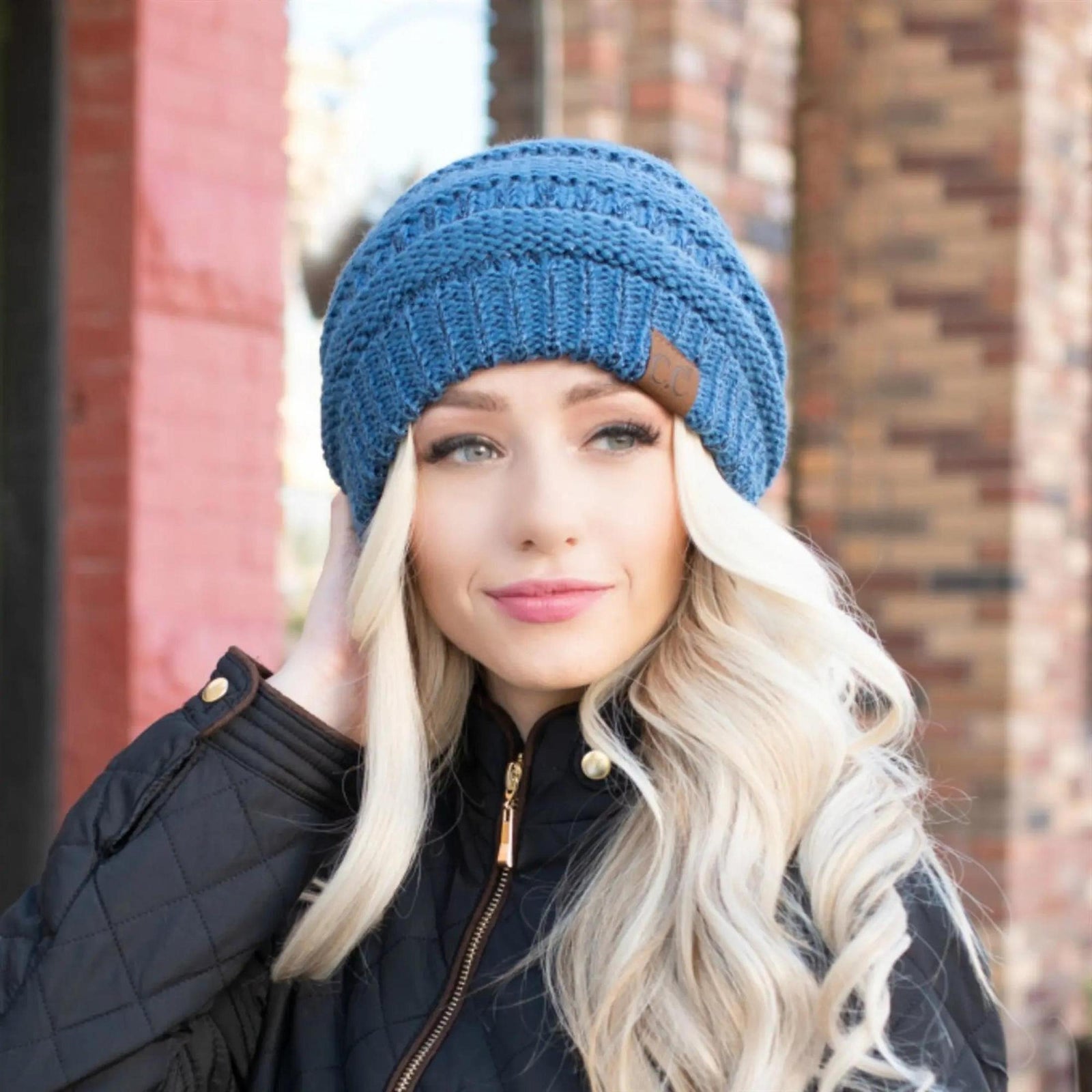 CC Cozy Metallic Cable Knit Skully Beanies Hats - Truly Contagious