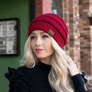 CC Cozy Metallic Cable Knit Skully Beanies Hats - Truly Contagious