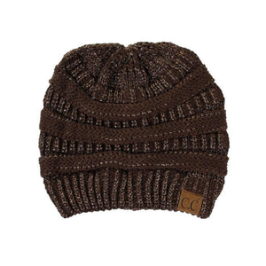 CC Cozy Metallic Cable Knit Skully Beanies Hats - Truly Contagious