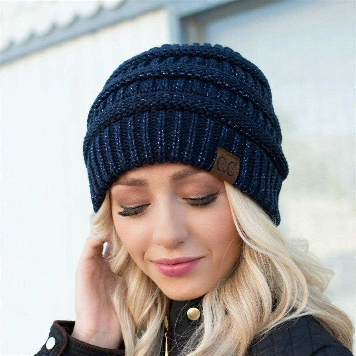 CC Cozy Metallic Cable Knit Skully Beanies Hats - Truly Contagious