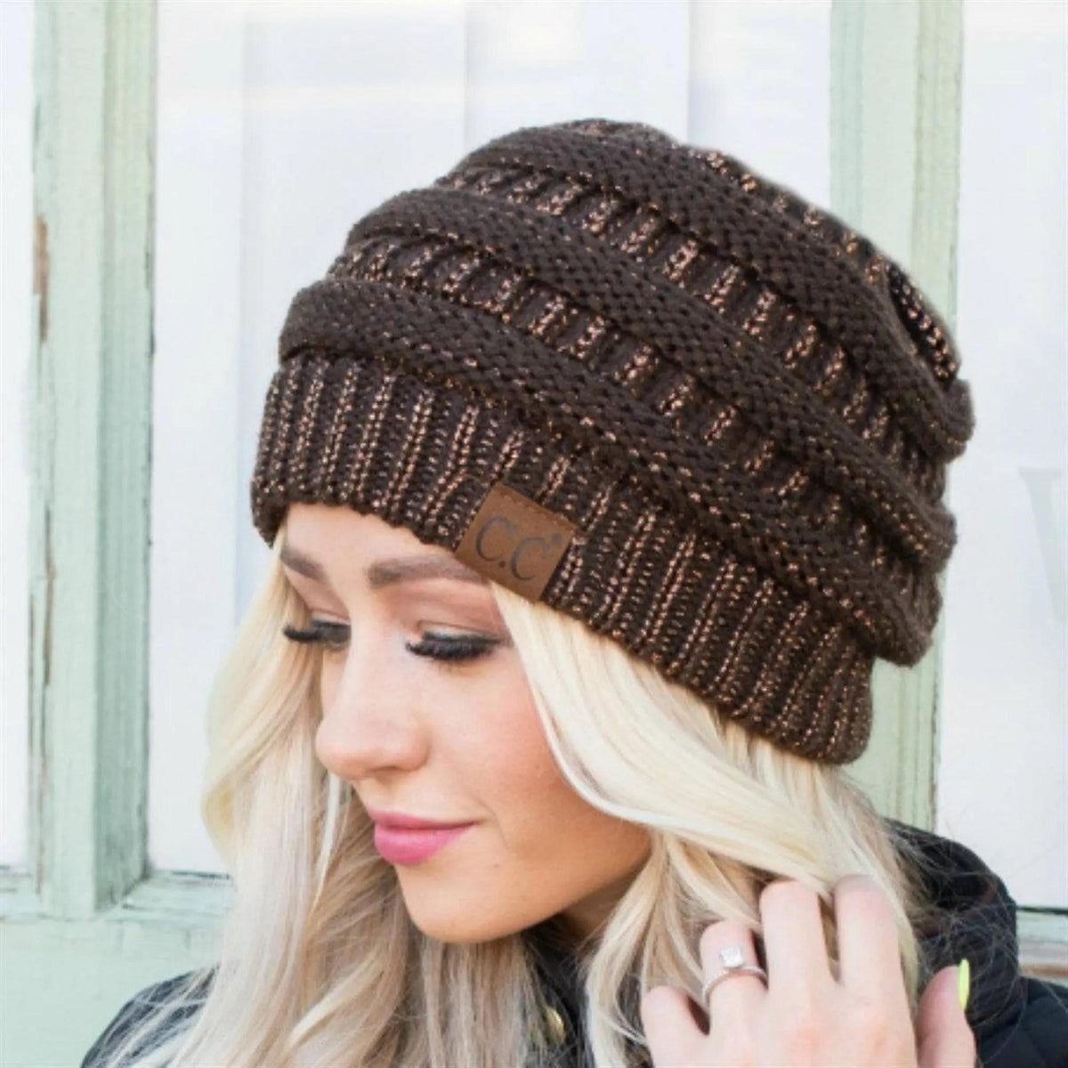 CC Cozy Metallic Cable Knit Skully Beanies Hats - Truly Contagious