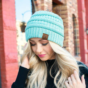 CC Cozy Metallic Cable Knit Skully Beanies Hats - Truly Contagious