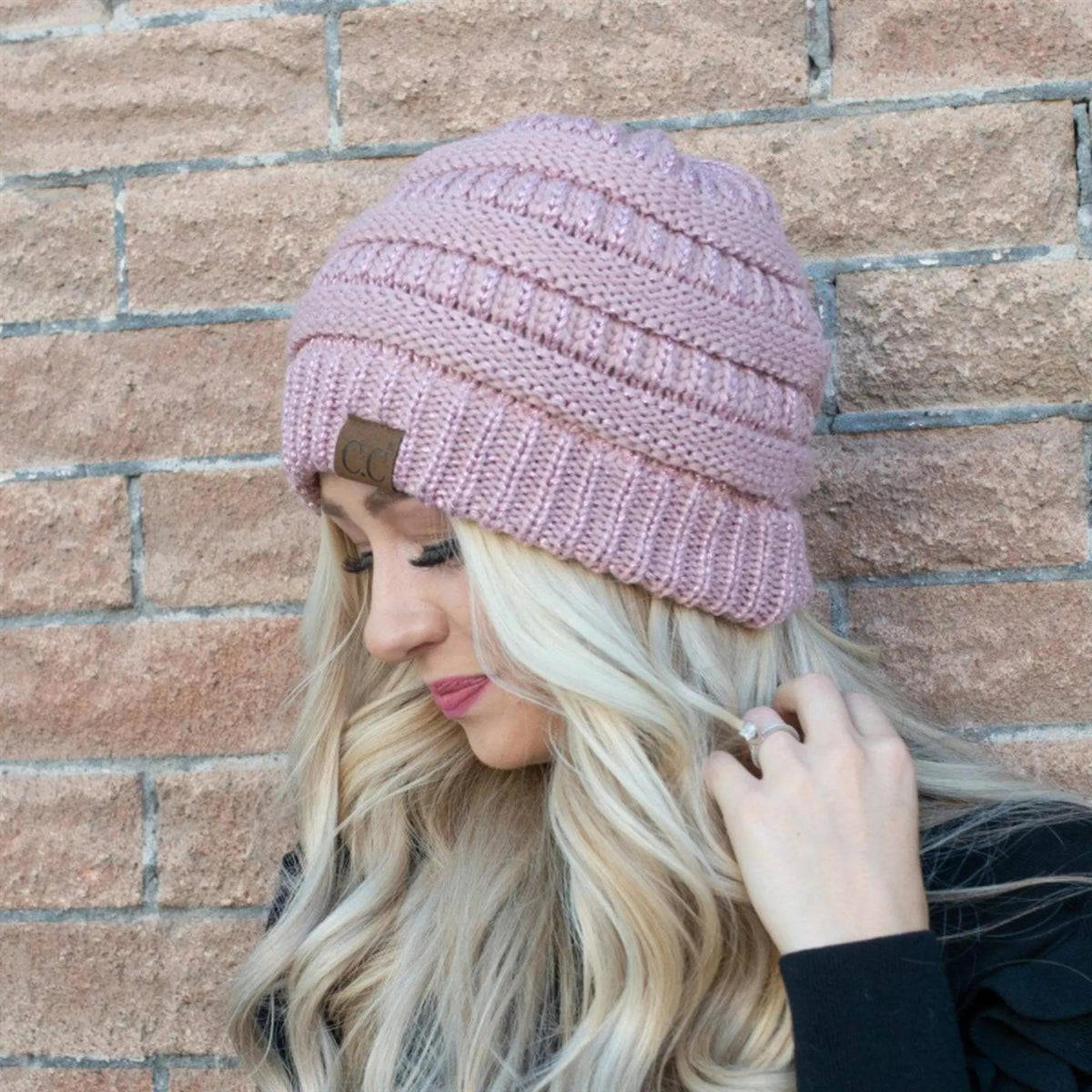 CC Cozy Metallic Cable Knit Skully Beanies Hats - Truly Contagious