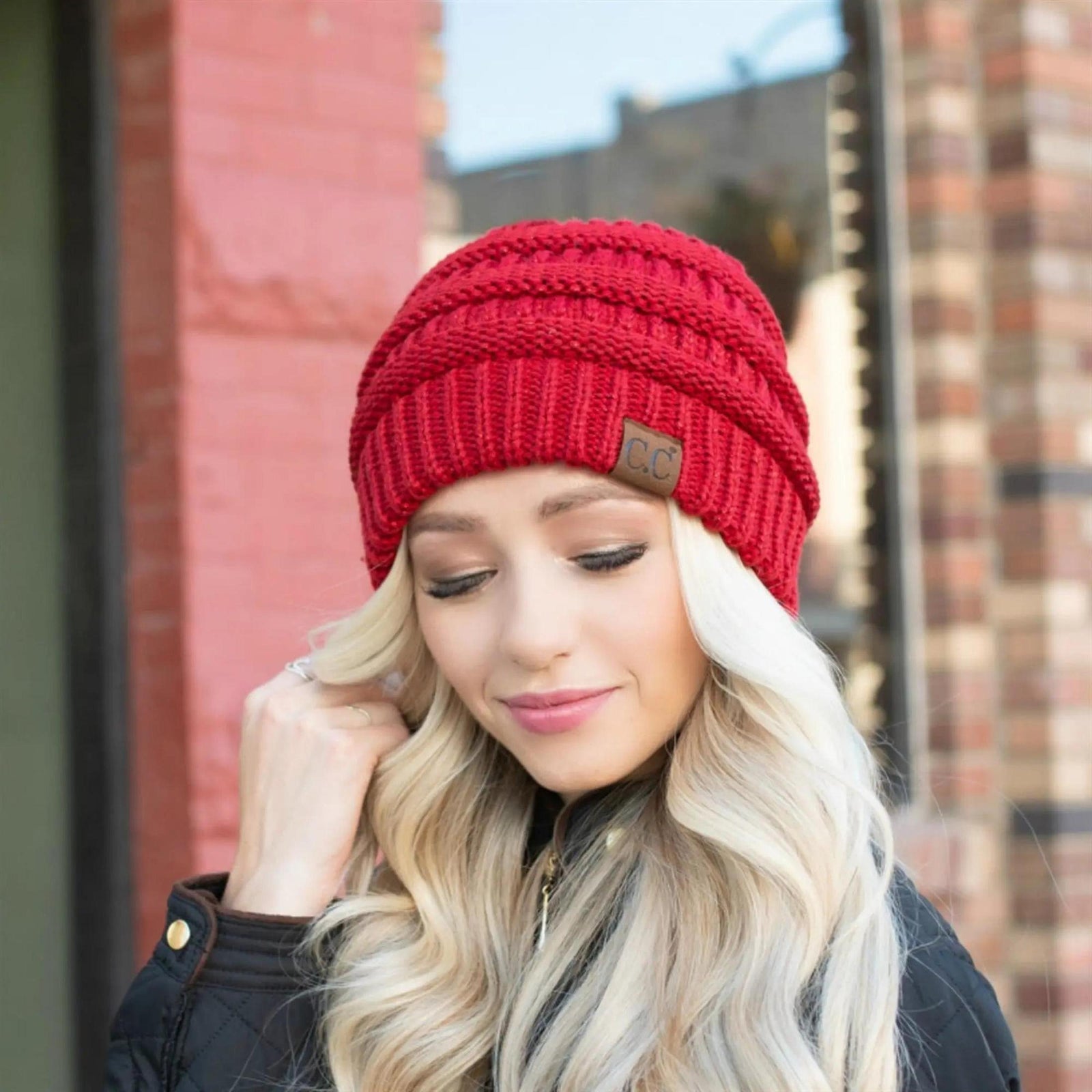 CC Cozy Metallic Cable Knit Skully Beanies Hats - Truly Contagious