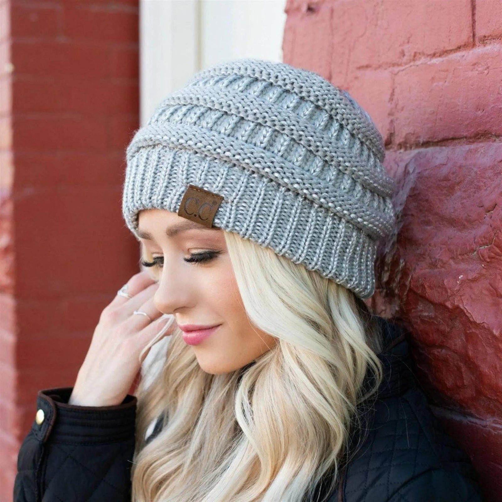 CC Cozy Metallic Cable Knit Skully Beanies Hats - Truly Contagious
