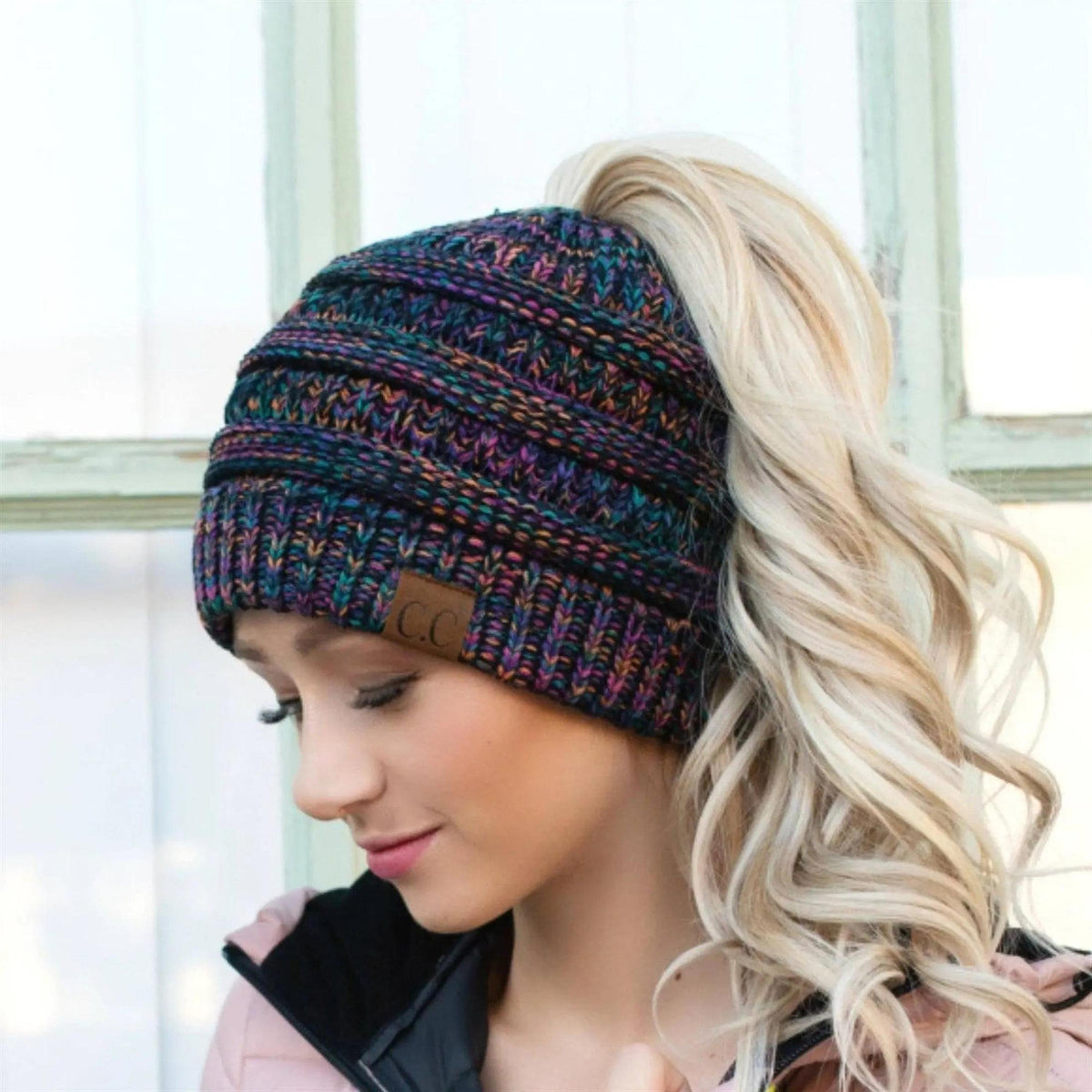 CC Crafted Multi - Toned Bun Kids Youth to Adult Beanies Hats - Truly Contagious