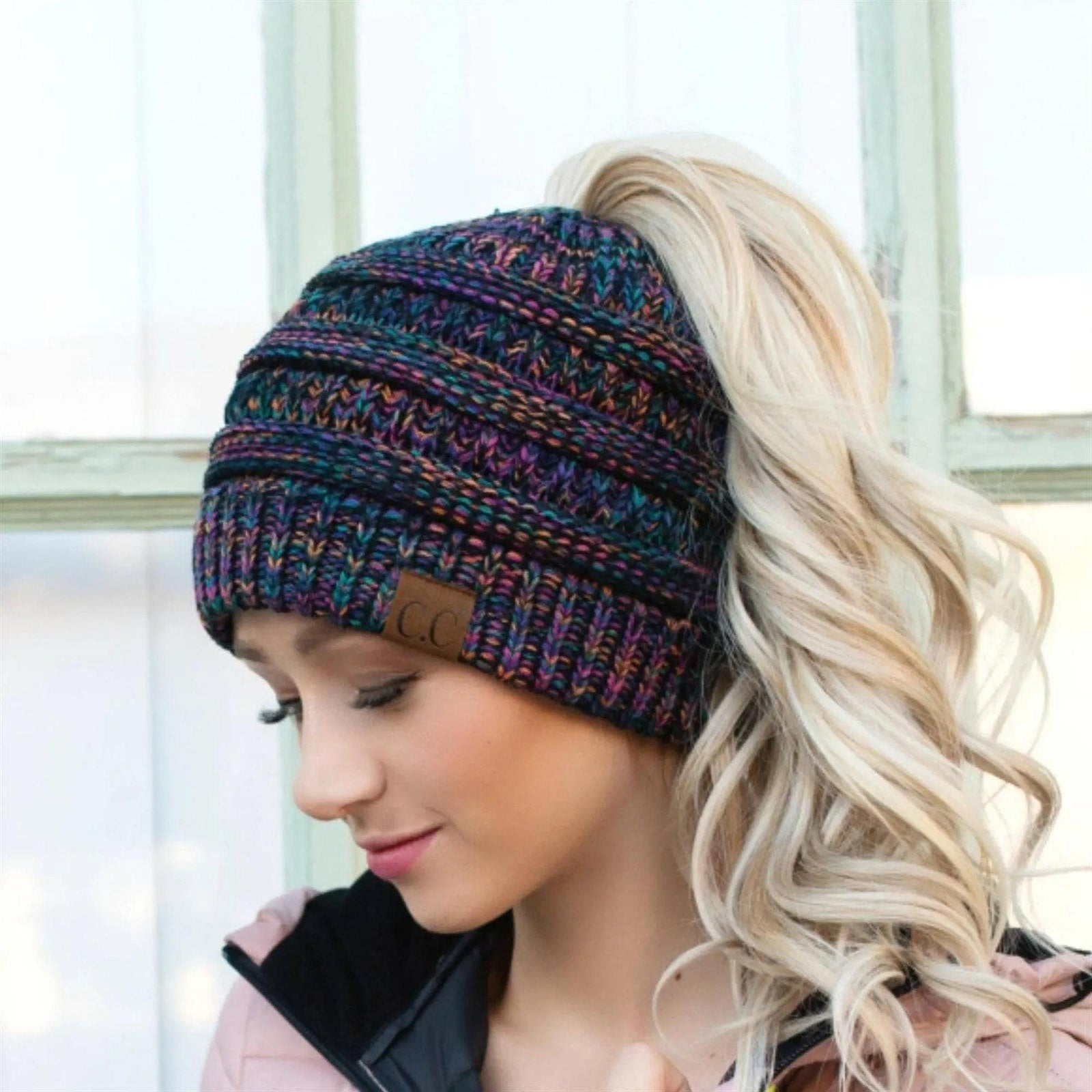 CC Crafted Multi - Toned Bun Kids Youth to Adult Beanies Hats - Truly Contagious