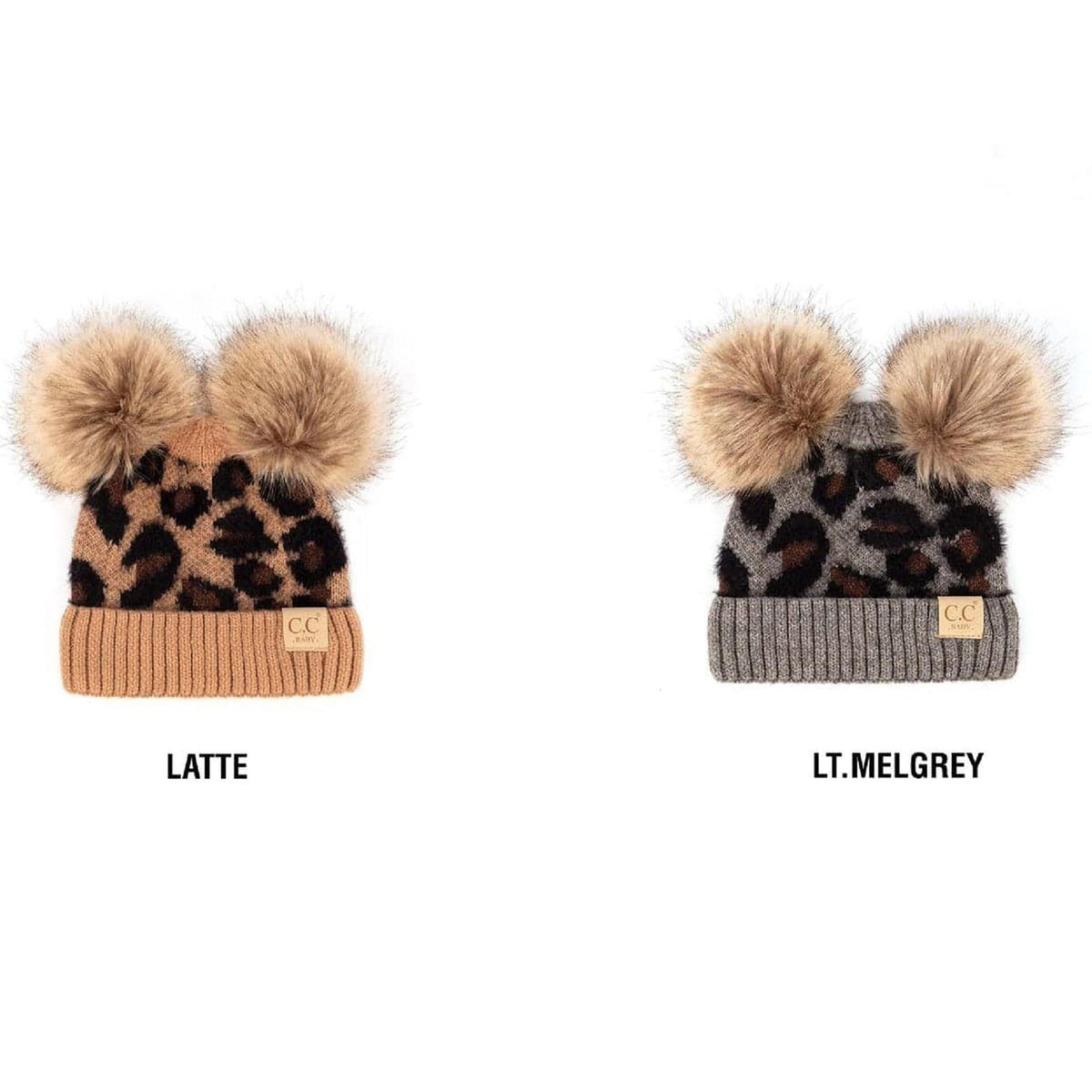 CC Double Pom Baby & Kids Leopard Beanies Hats - Truly Contagious