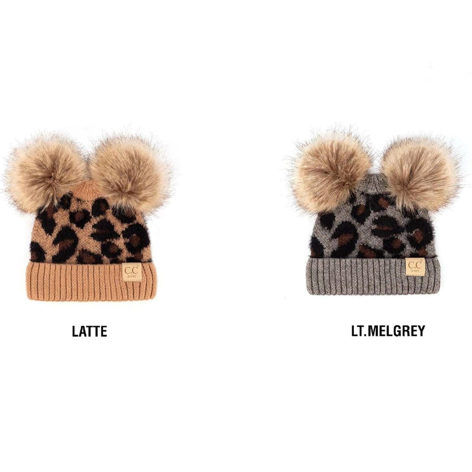 CC Double Pom Baby & Kids Leopard Beanies Hats - Truly Contagious