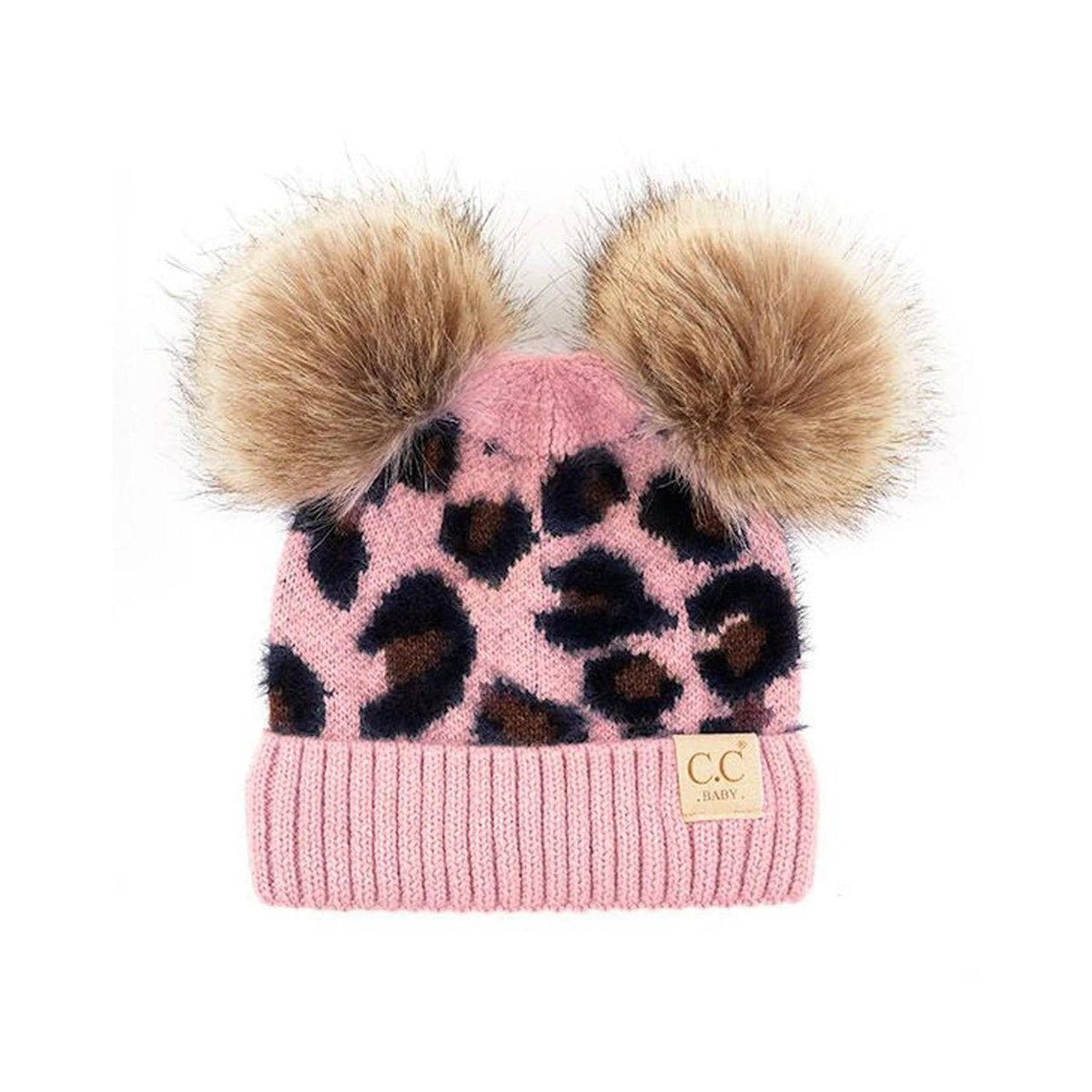 CC Double Pom Baby & Kids Leopard Beanies Hats - Truly Contagious