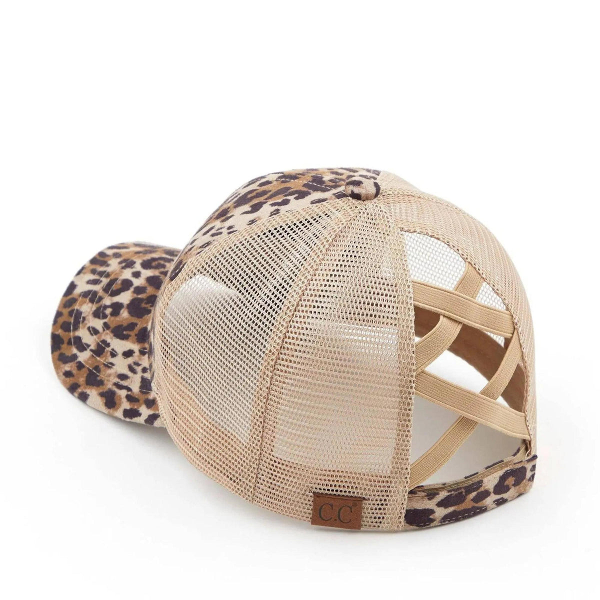 CC Faux Suede Leopard Hat Pony Cap and Criss Cross Multi Style - Truly Contagious
