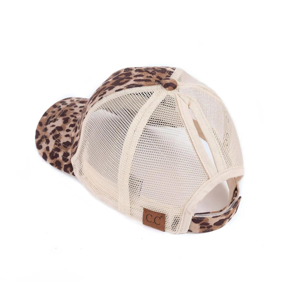 CC Faux Suede Leopard Hat Pony Cap and Criss Cross Multi Style - Truly Contagious