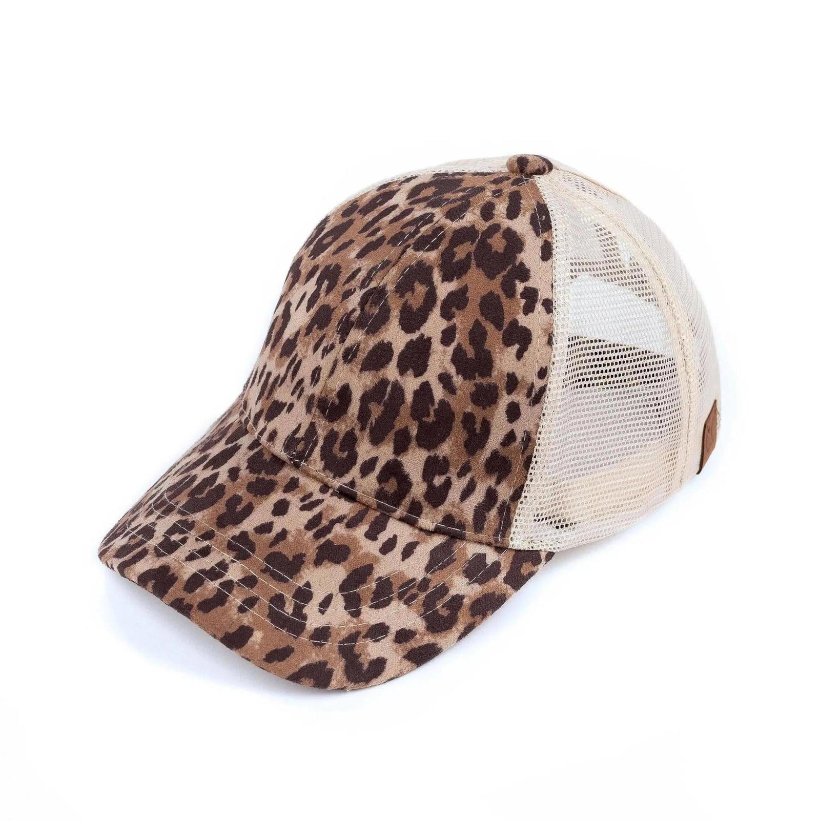 CC Faux Suede Leopard Hat Pony Cap and Criss Cross Multi Style - Truly Contagious