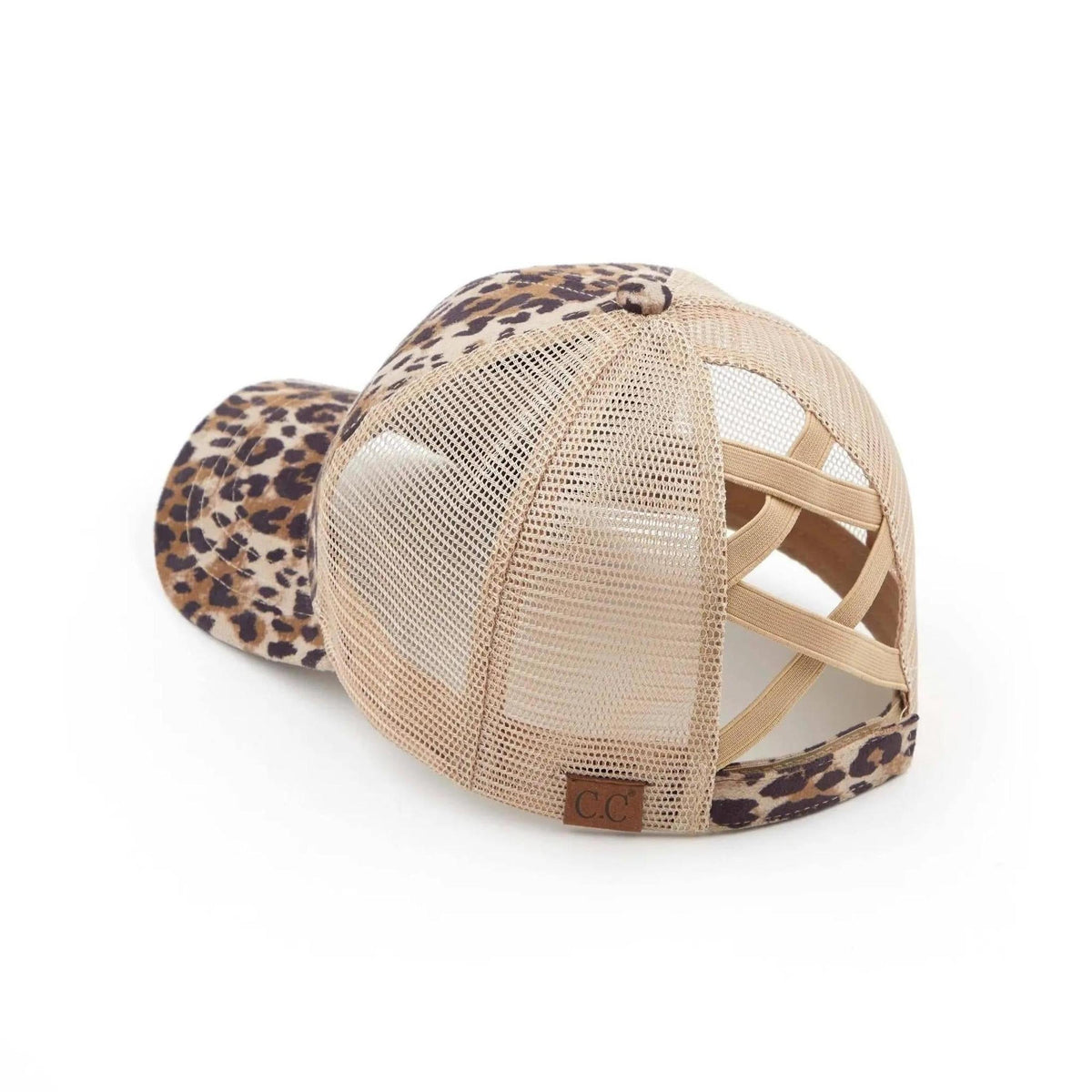 CC Faux Suede Leopard Hat Pony Cap and Criss Cross Multi Style - Truly Contagious