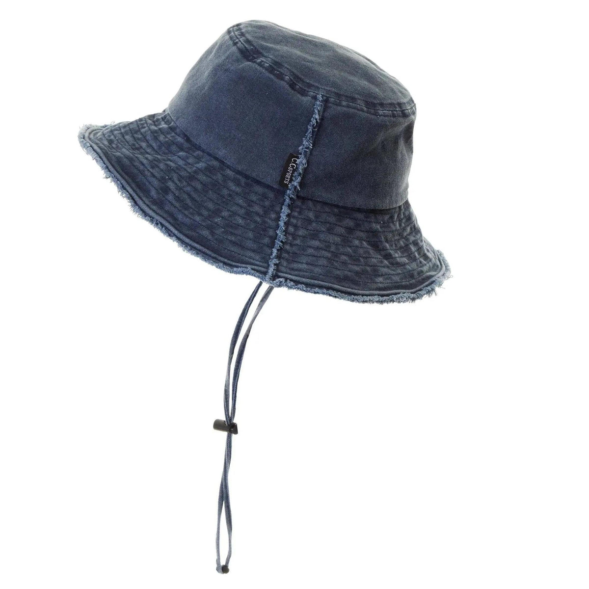 CC Frayed Washed Denim Bucket Hat - Truly Contagious