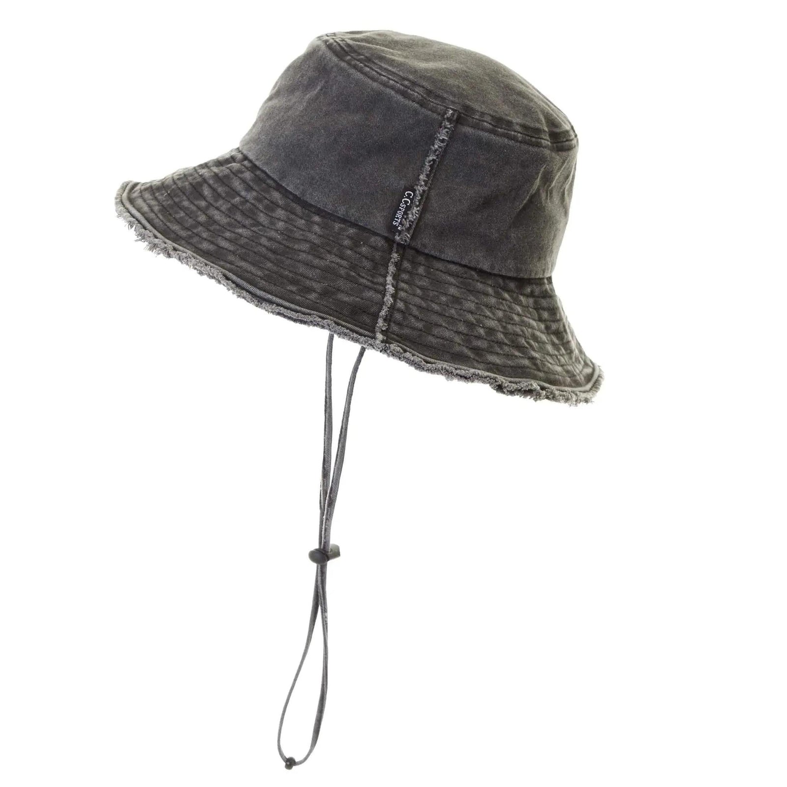 CC Frayed Washed Denim Bucket Hat - Truly Contagious