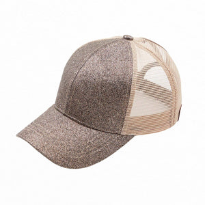 CC Glitter Messy Bun Pony Cap Women Kids, Toddler Trucker Hats - Truly Contagious