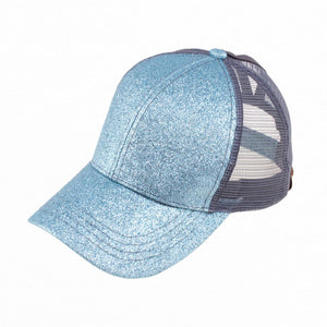 CC Glitter Messy Bun Pony Cap Women Kids, Toddler Trucker Hats - Truly Contagious
