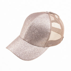 CC Glitter Messy Bun Pony Cap Women Kids, Toddler Trucker Hats - Truly Contagious