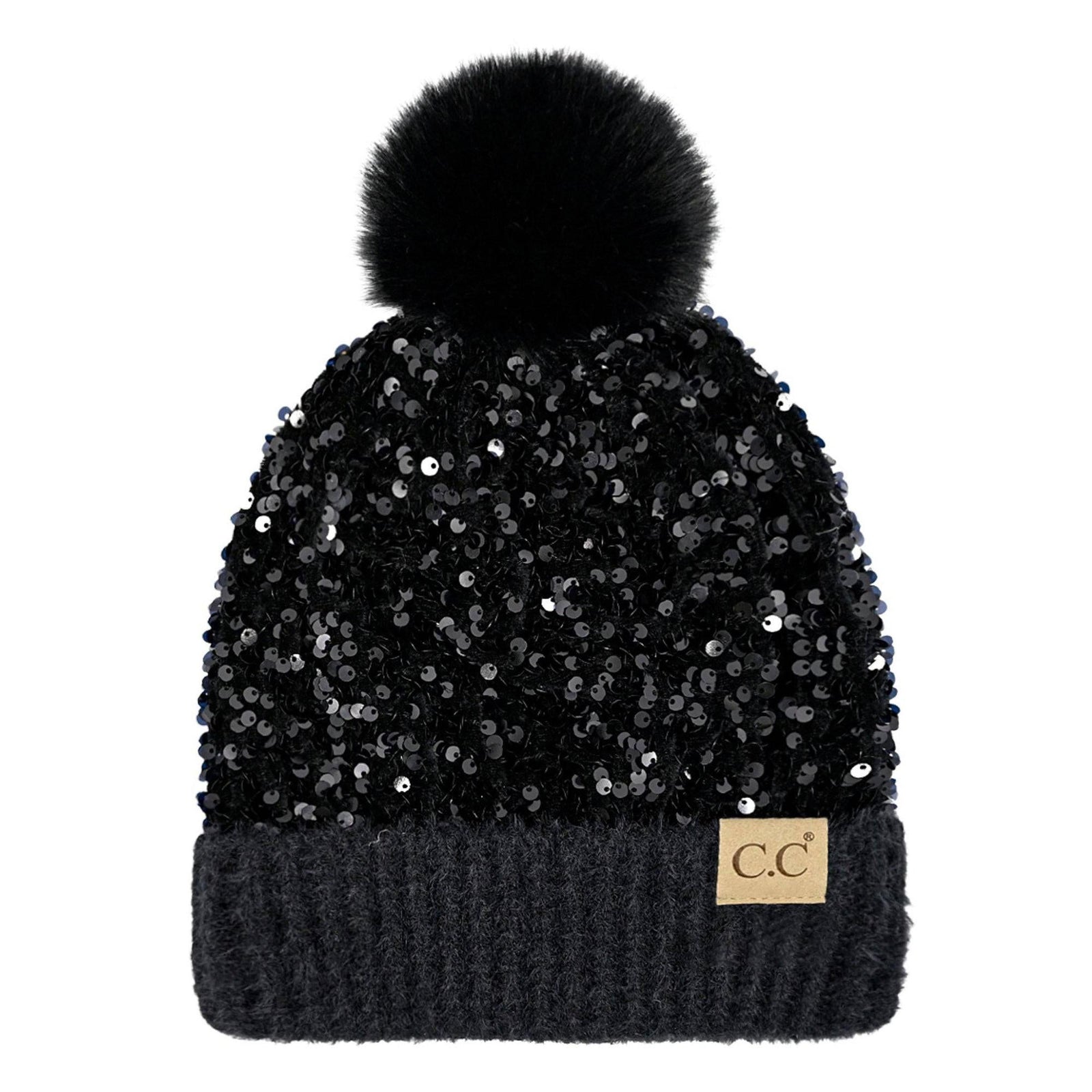 CC Kids Sequin Faux Fur Pom Beanie - Truly Contagious