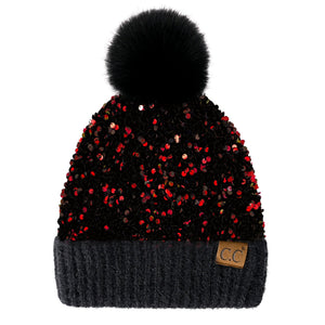 CC Kids Sequin Faux Fur Pom Beanie - Truly Contagious