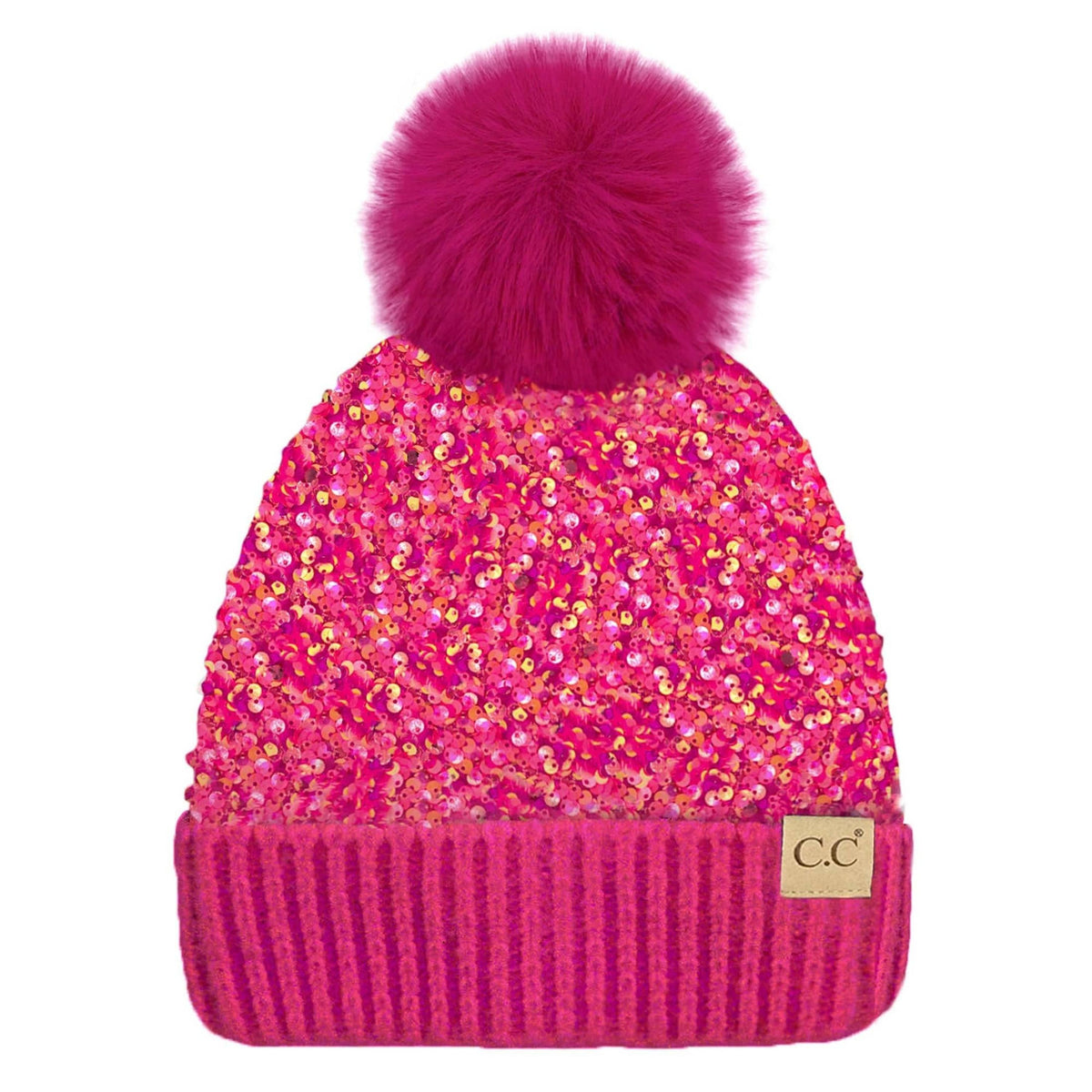 CC Kids Sequin Faux Fur Pom Beanie - Truly Contagious
