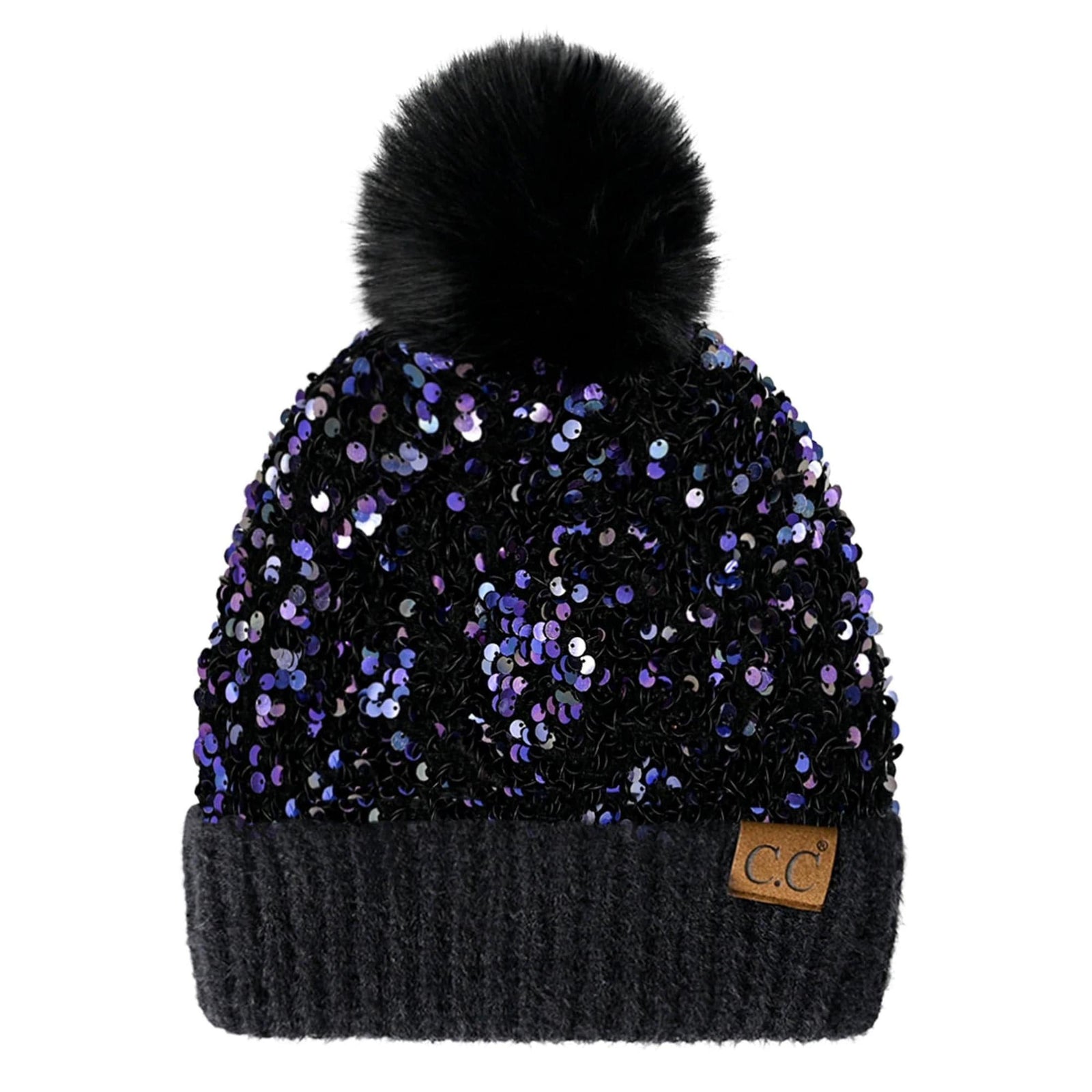 CC Kids Sequin Faux Fur Pom Beanie - Truly Contagious