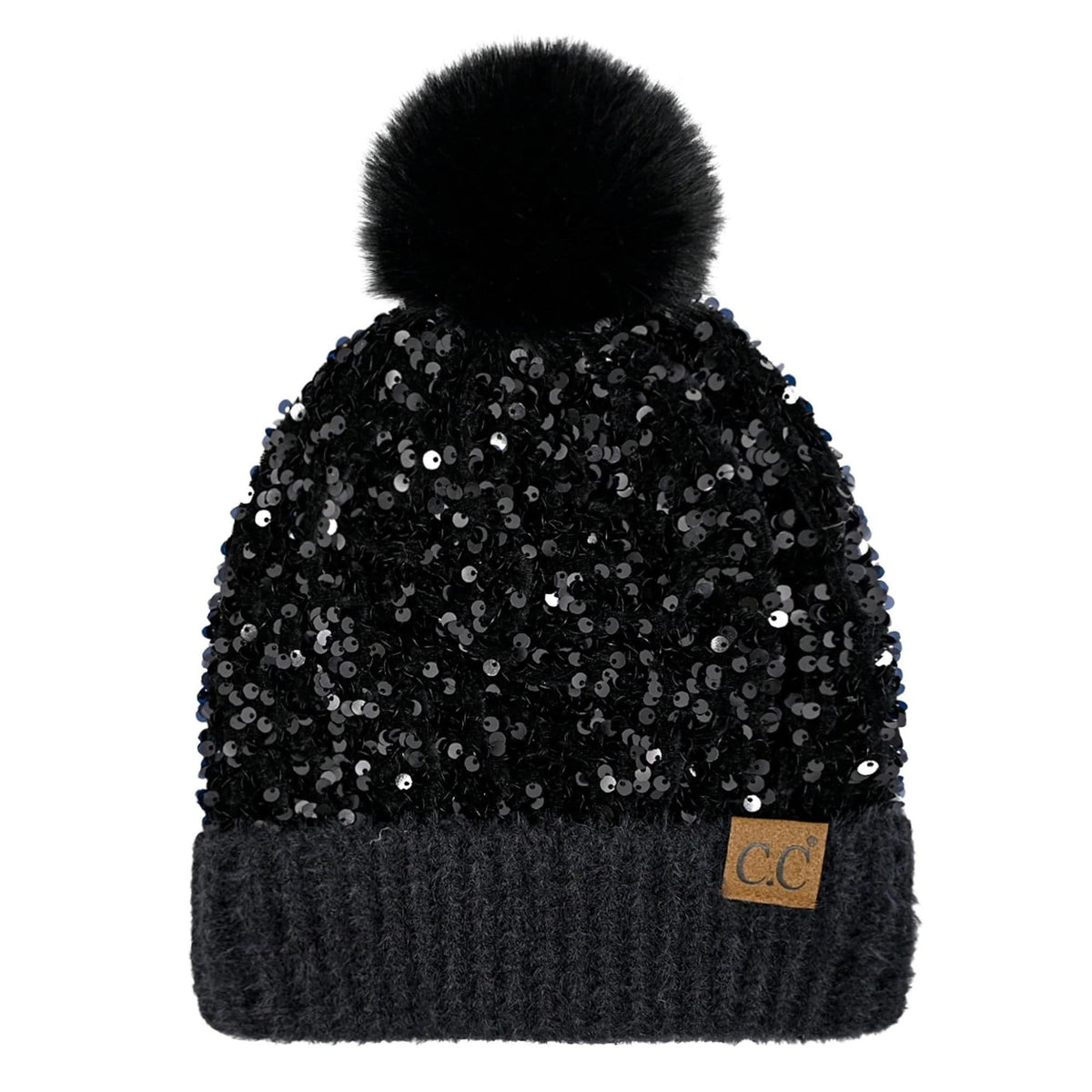 CC Kids Sequin Faux Fur Pom Beanie - Truly Contagious