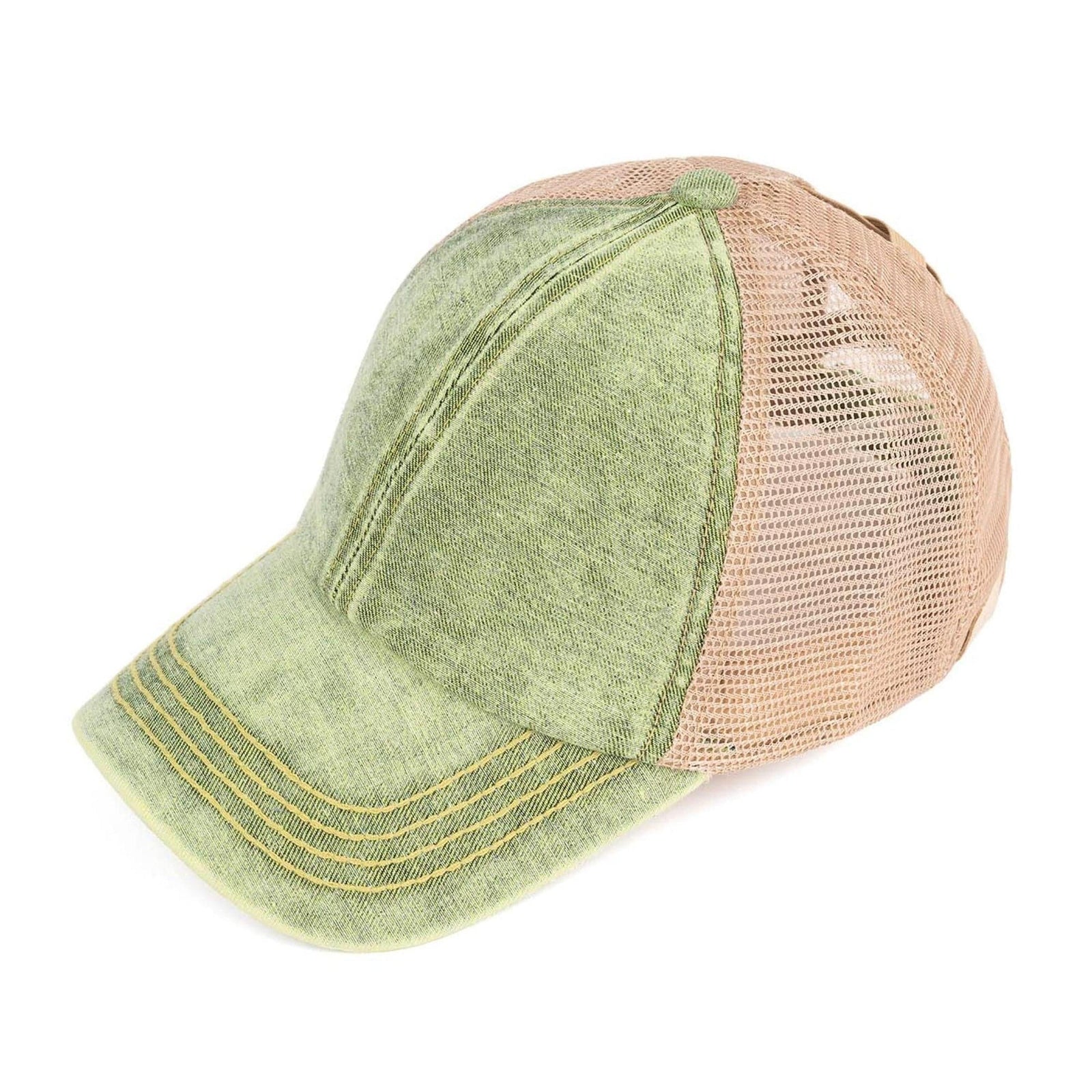 CC Kids Washed Denim Pony Hats Criss Cross Style Women Cap for Ponytails - Truly Contagious