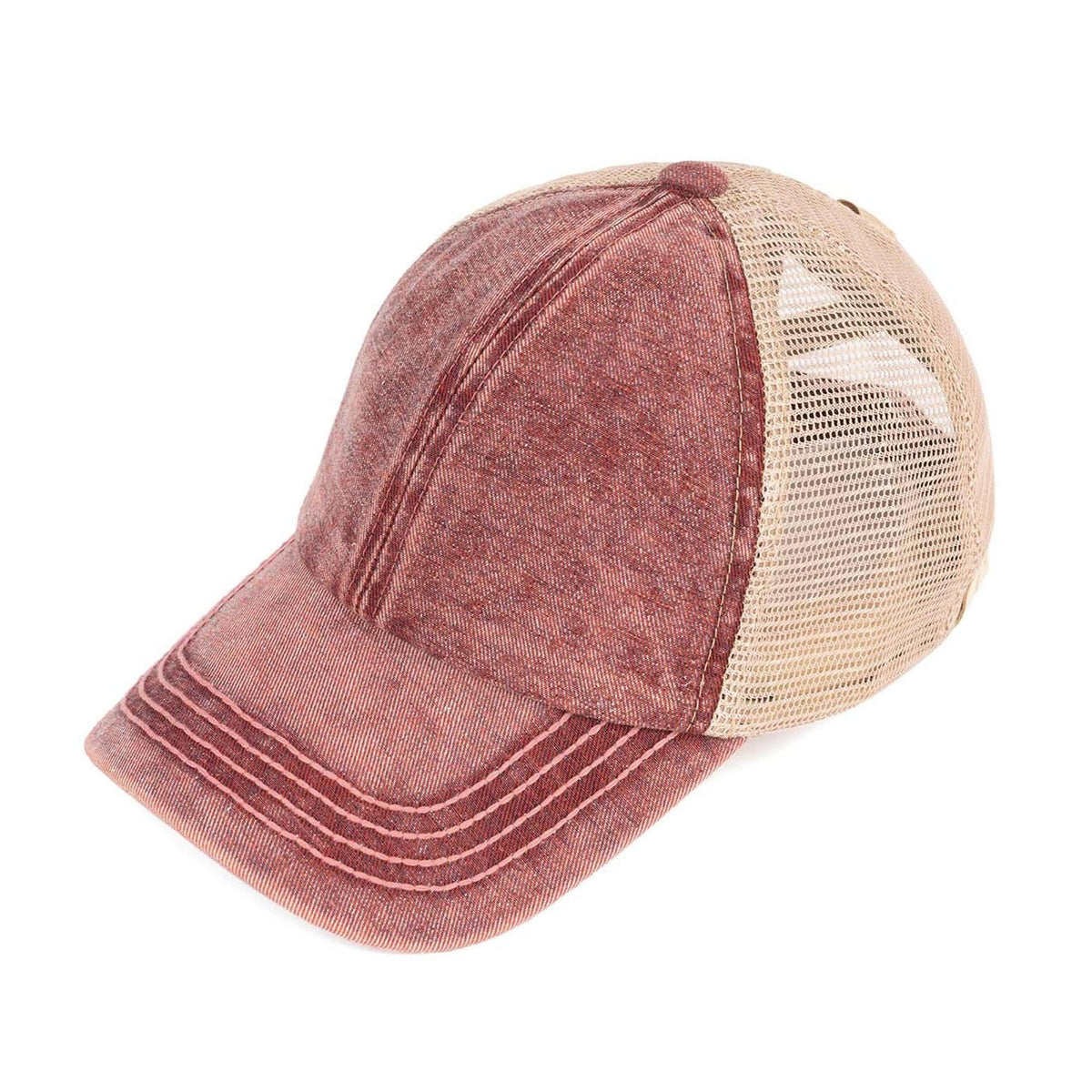 CC Kids Washed Denim Pony Hats Criss Cross Style Women Cap for Ponytails - Truly Contagious