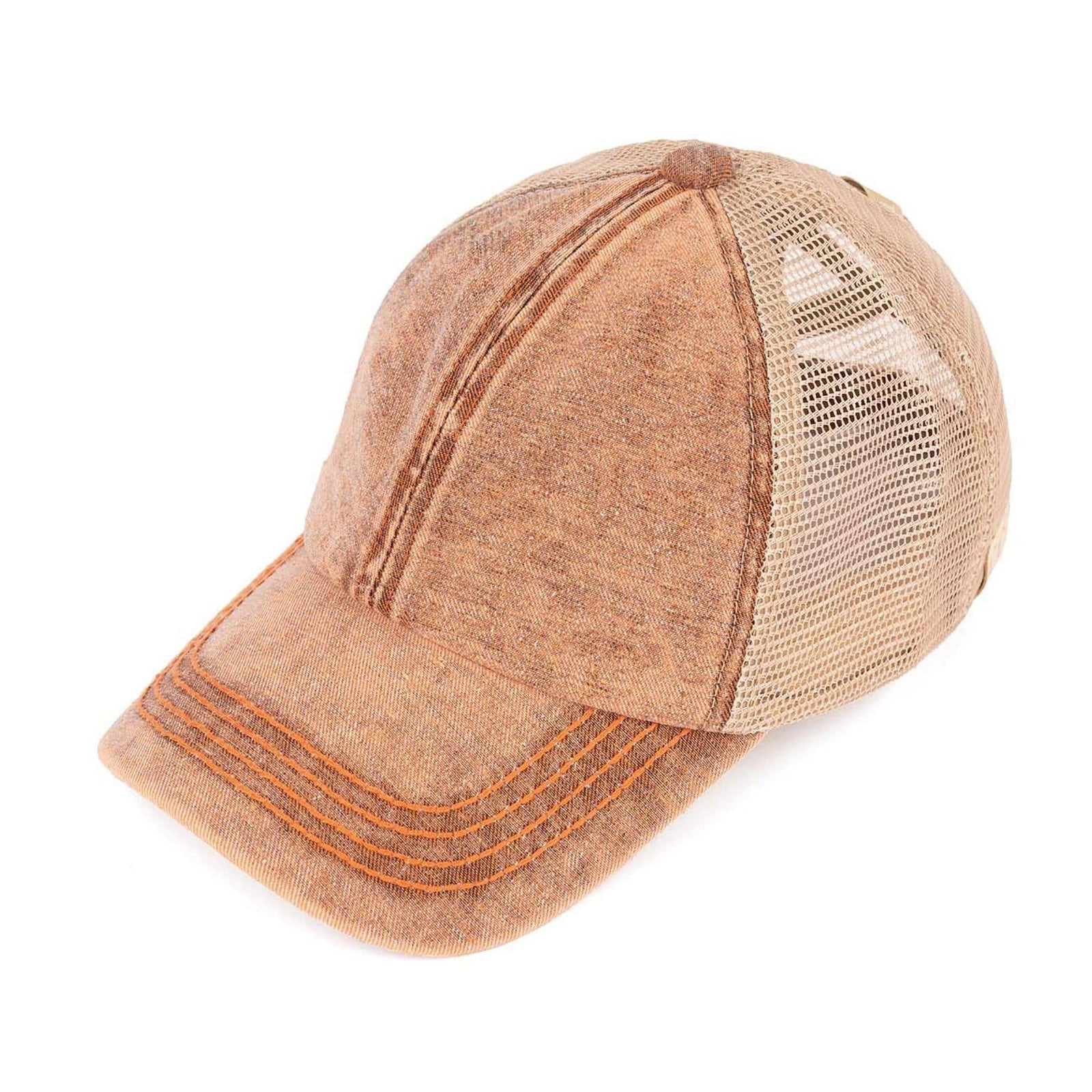 CC Kids Washed Denim Pony Hats Criss Cross Style Women Cap for Ponytails - Truly Contagious