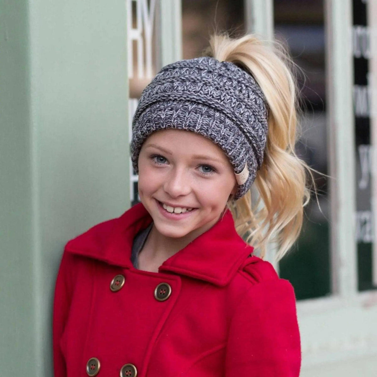 CC Kids Youth Toddler to Adult Multi - Toned Ponytail Beanie - Truly Contagious