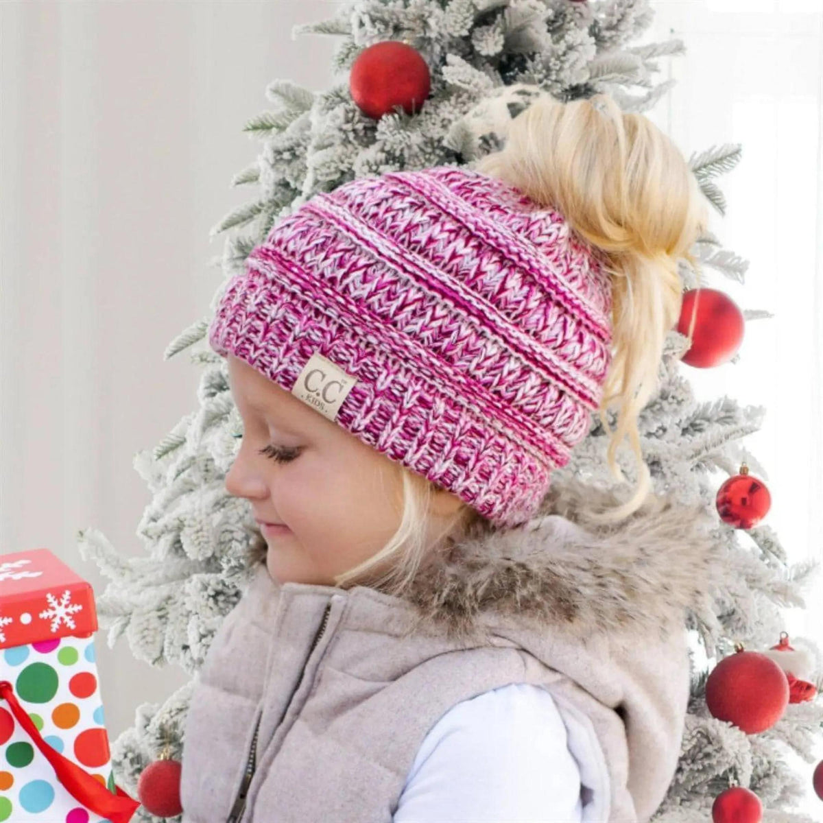 CC Kids Youth Toddler to Adult Multi - Toned Ponytail Beanie - Truly Contagious