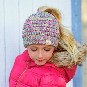 CC Kids Youth Toddler to Adult Multi - Toned Ponytail Beanie - Truly Contagious