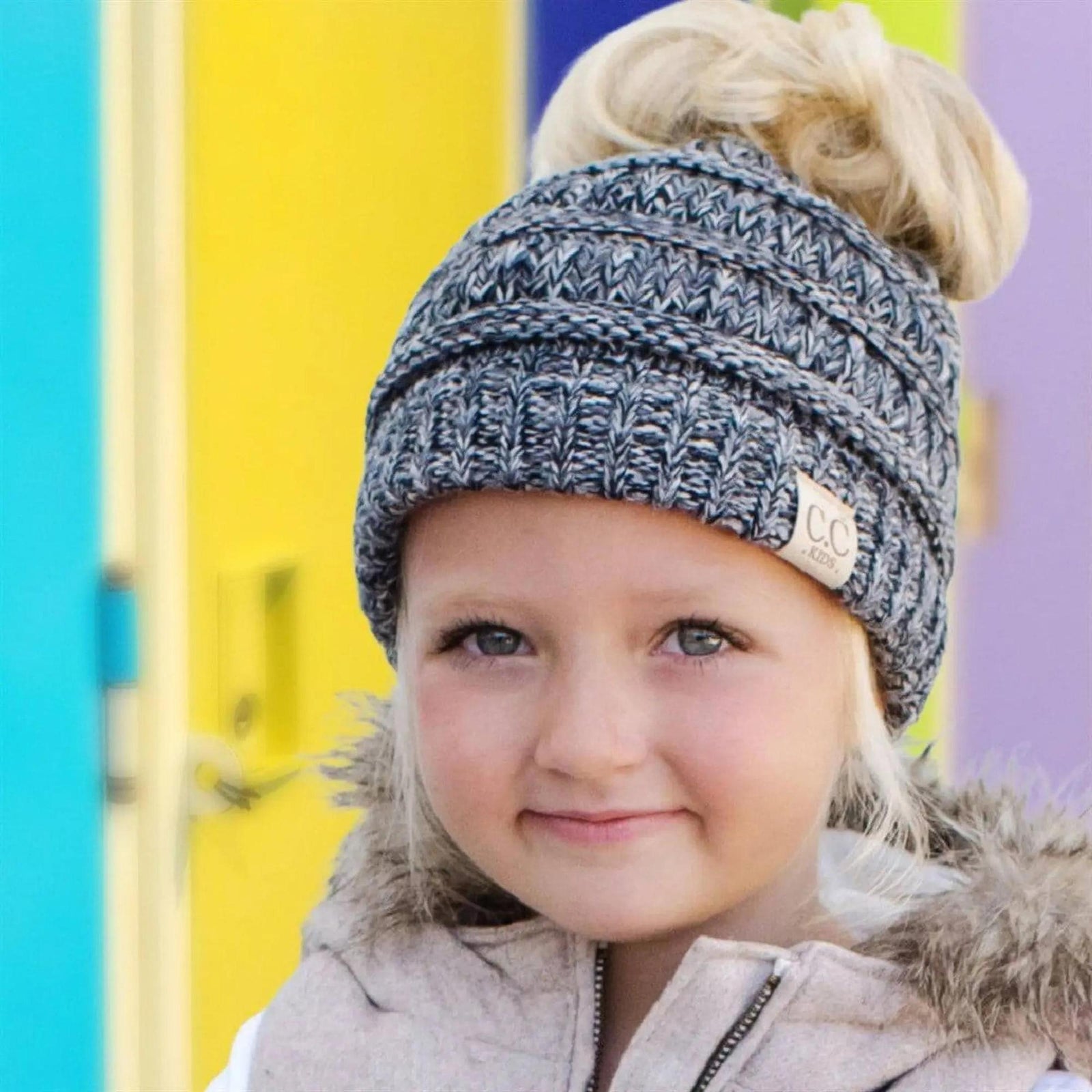 CC Kids Youth Toddler to Adult Multi - Toned Ponytail Beanie - Truly Contagious