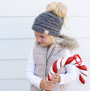 CC Kids Youth Toddler to Adult Multi - Toned Ponytail Beanie - Truly Contagious