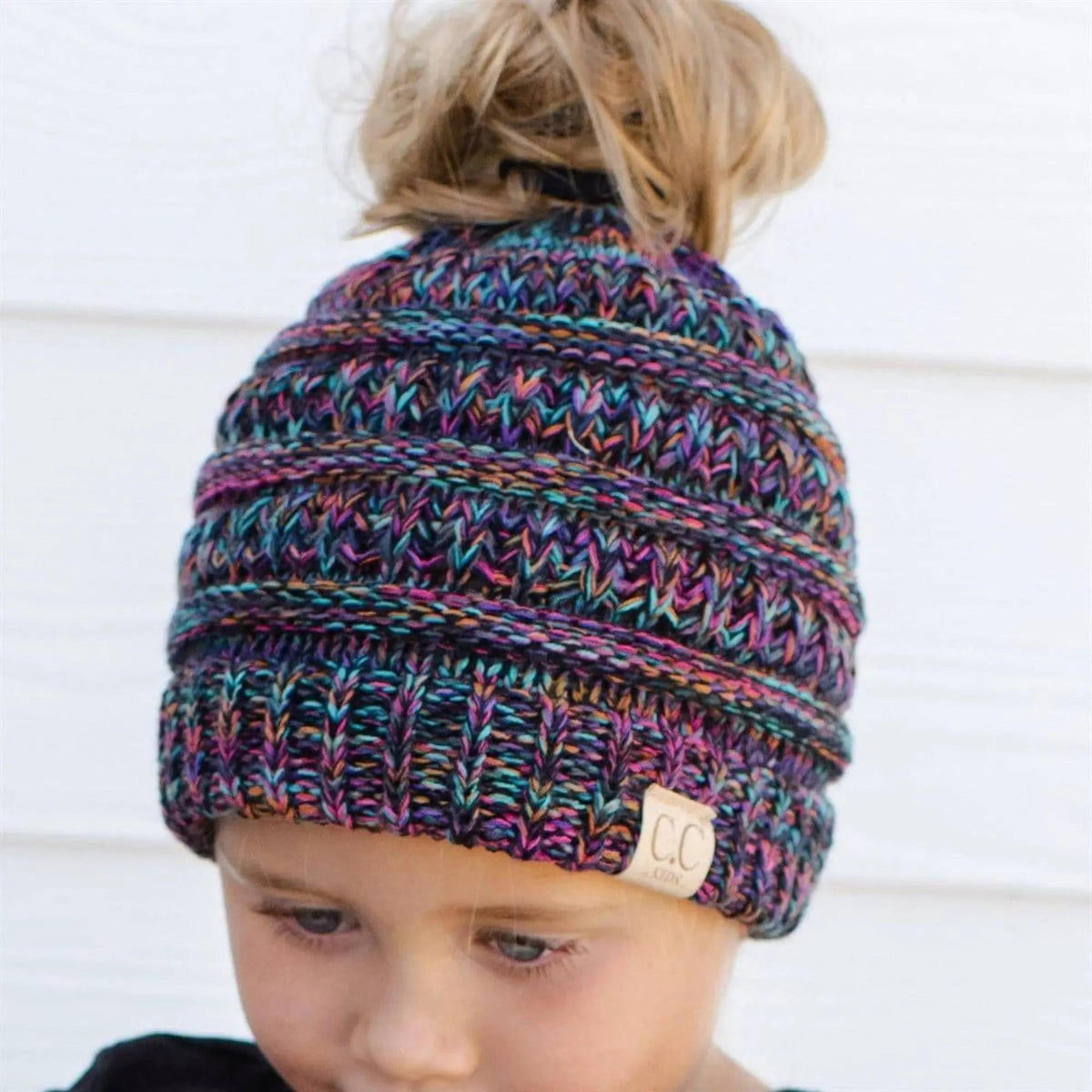 CC Kids Youth Toddler to Adult Multi - Toned Ponytail Beanie - Truly Contagious